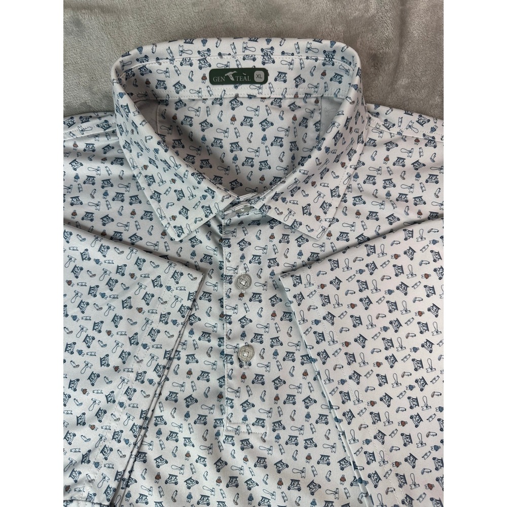 GenTeal Stream to Green Performance Polo Shirt XL Bears Being Bears Print Golf